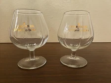 Set of 2 Courvoisier Cognac France Ribbed Snifters Glasses Brandy - Mint!