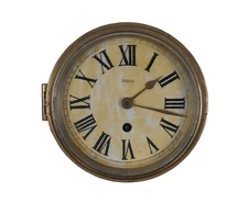 Mid Century French Degon Rouen Brass Nautical Maritime Ship Bulkhead Clock 7"