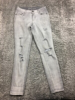 Old Navy Rockstar Skinny Jeans Womens Size Gray Denim Distressed Spots 