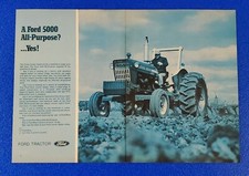 1971 FORD BLUE 5000 ALL-PURPOSE TRACTOR ORIGINAL 2 PAGE PRINT AD SHIPS FREE