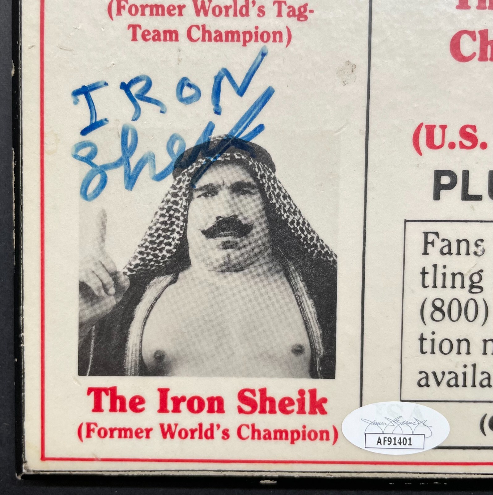 1988 Pro Wrestling Poster Signed Sgt. Slaughter Iron Sheik Jimmy Snuka