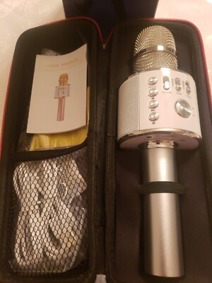 Bonaok Q37 Wireless Karaoke Microphone & HiFi Speaker- white on white