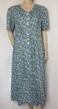 Sommerkleid 44 blau grün vintage geblümt Baumwolle Kleid Hammerschmidt Landhaus