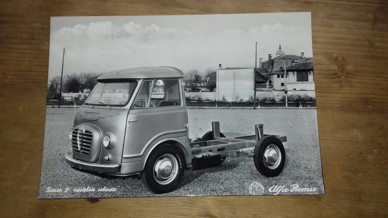 RARA FOTO PUBBLICITARIA MADRE CASA-D'EPOCA-ALFA ROMEO-ROMEO 2 AUTOTELAIO COMBIN.