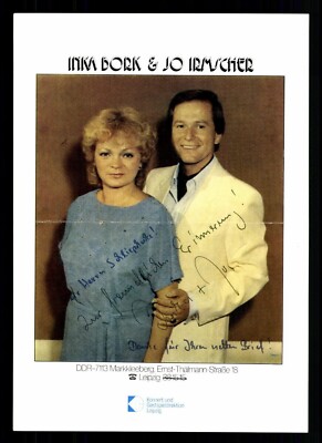 Inca Bork and Jo Irmscher Autograph Card Original Signed ## BC G 37919