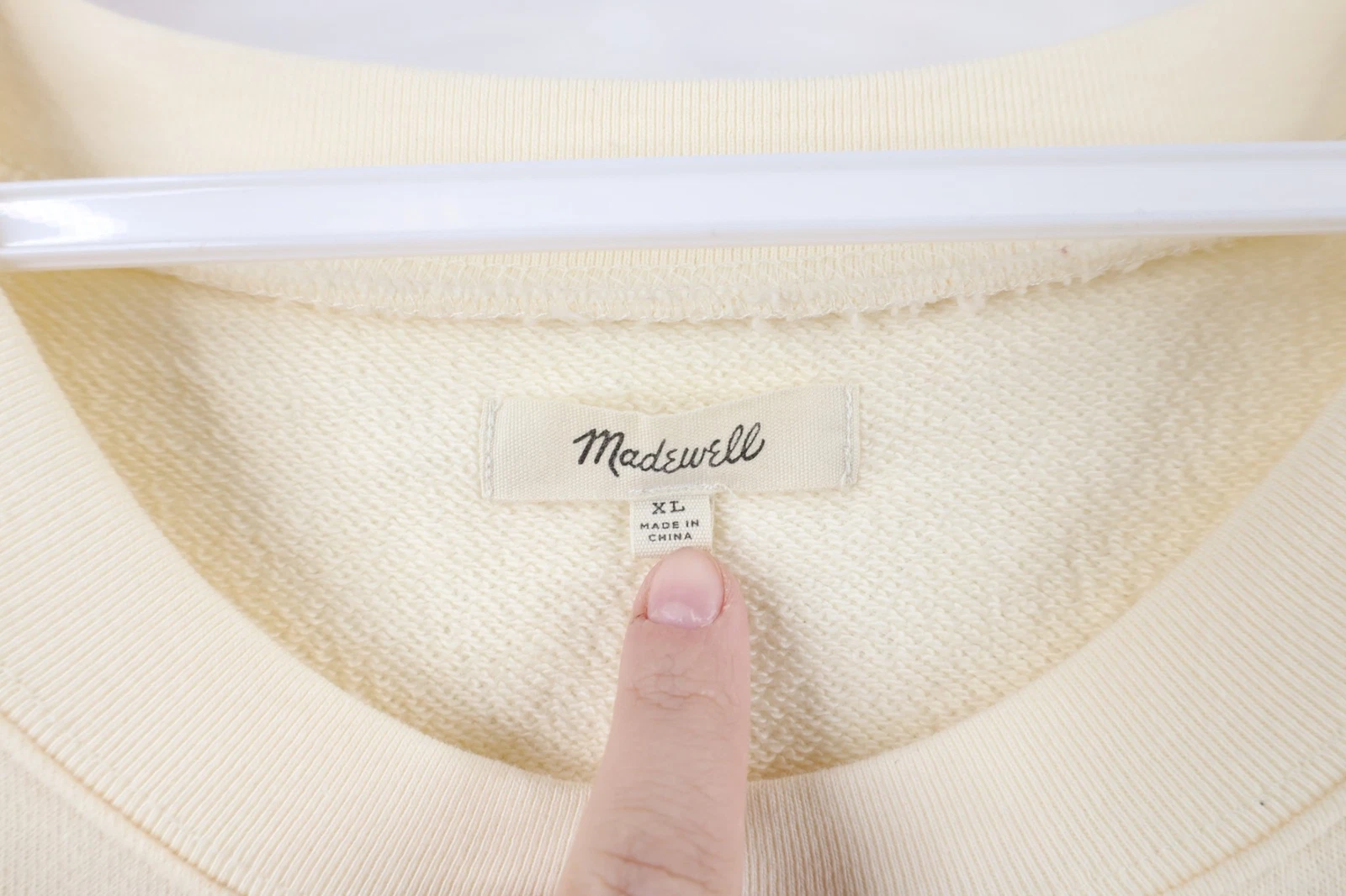 OFF WHITE Felpa girocollo Madewell donna taglia XL bianca tessuto spugna francese panna