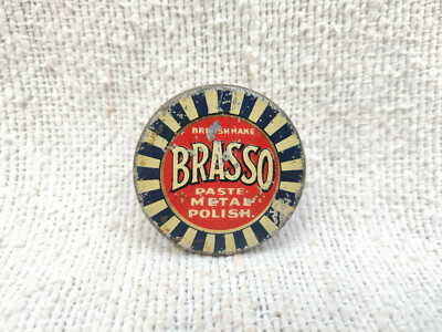 Vintage Reckitt & Sons Brasso Metallpolitur Litho Blechdose Rund TB1289