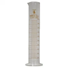 2000ml Graduated Cylinder, Glass, Round, Karter Scientific 412J3 (Single)