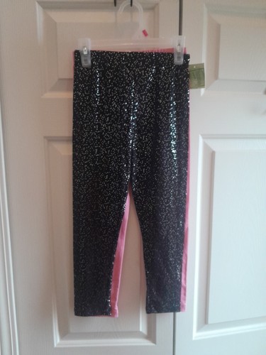 NEW Extremely Me Girls 2 Pack Pairs Leggings Pink / Black Glitter Size 6X - Picture 2 of 6