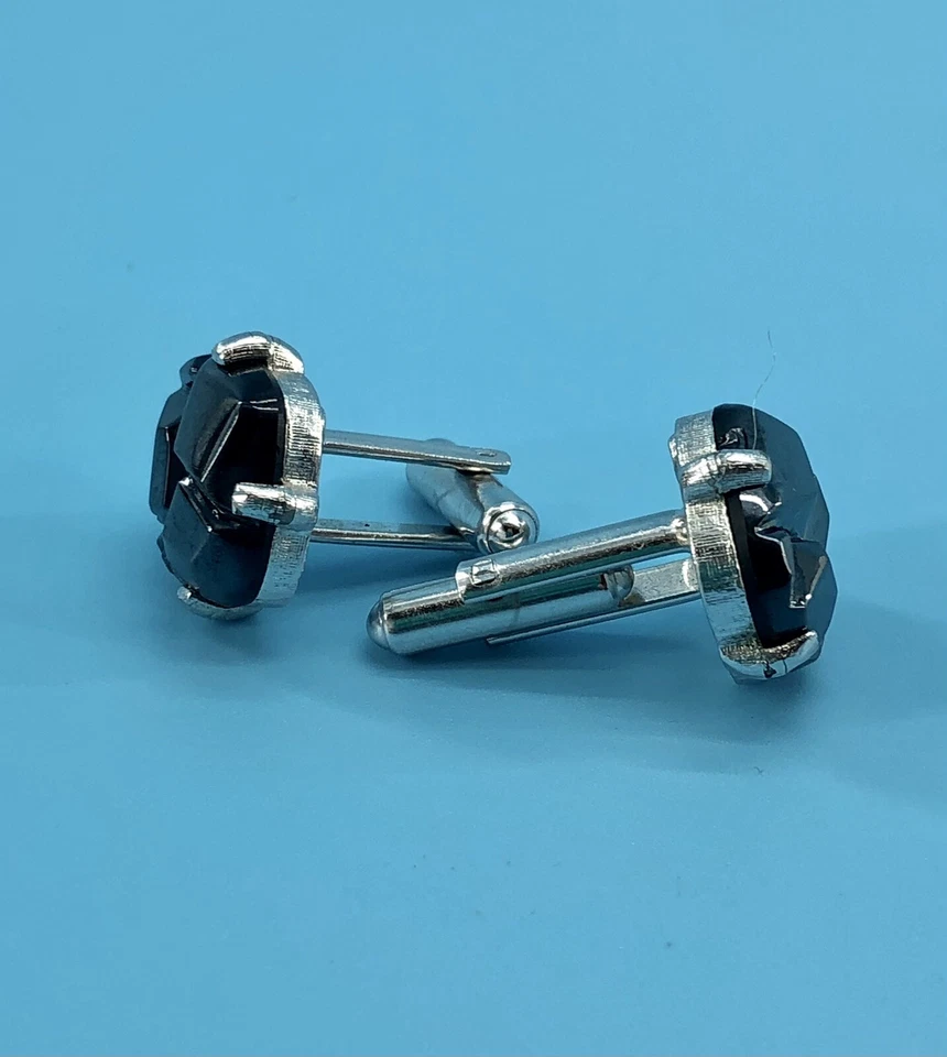 SARAH COVENTRY SILVER TONE HEMATITE STONE CUFF LINKS Pair - Image 2 of 4