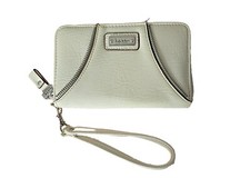 CARTERA PULSERA NICOLE by NICOLE MILLER marfil con cremallera imitación cuero nueva sin etiquetas
