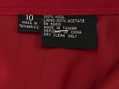 Pantalone donna vintage taglia 10 100% lana rosso vita alta plissettato foderato usato in ottime condizioni - Foto 5 di 12