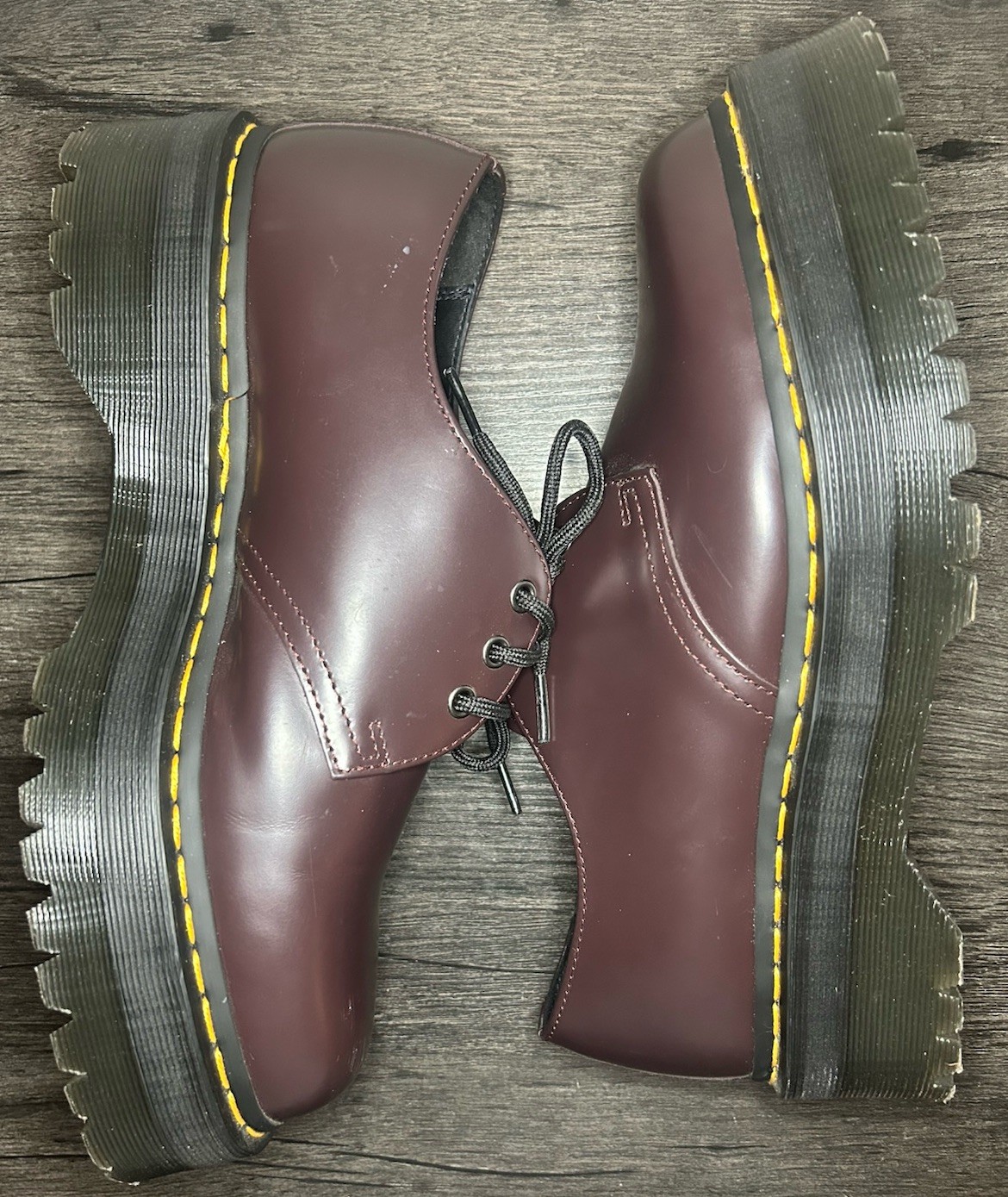 Dr. Martens 1461 QUAD Burgundy Leather Platform Shoes Men’s 11 image 8