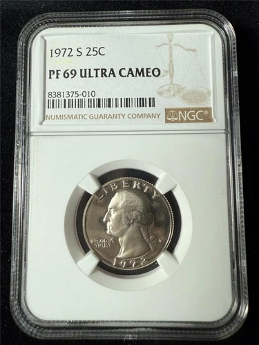 1972 S WASHINGTON QUARTER 25C PF69 ULTRA CAMEO NGC UCAM DCAM PR69 SKU 3684