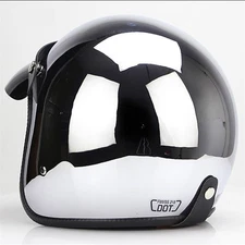 DOT Chrome Silver Motorcycle Helmet Open Face Helmet Cruiser Scooter Helmet XXL