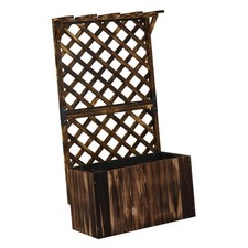 Planter Box Liner Rectangular Wooden Raised Bed with Trellis for Hanging