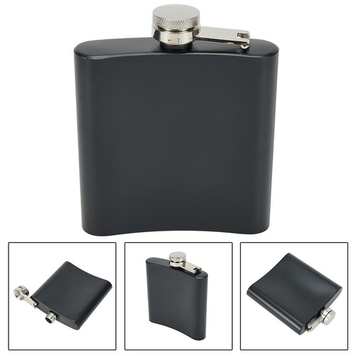 Hip Flask 6/8oz Accessories Brandy Camping Fishing Hunting Vodka Black - Picture 18 of 47