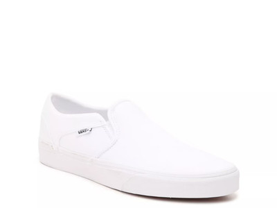 New w/ tags Vans Asher Slip-On Women's White Canvas Sneakers Medium Casual Shoes