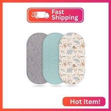 Unnivoll Baby Bassinet Sheets Girl Boy, Fitted Bassinet Sheet Set 3 Pack Bassine