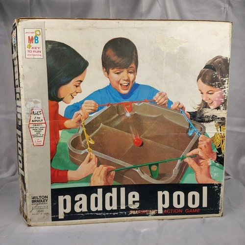 Paddle Pool 1970 Milton Bradley VINTAGE Board Action Ball Game Original Box
