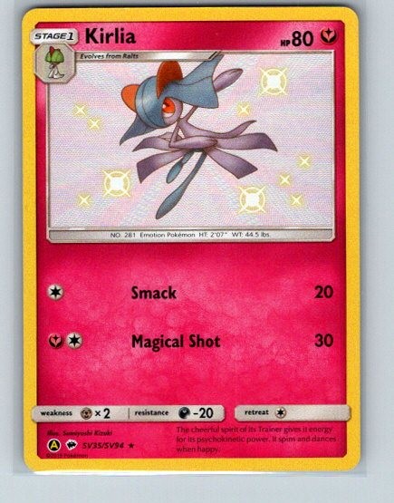 Kirlia SV35/SV94 Shiny Rare Hidden Fates Shiny Vault Pokemon Holo Near Mint