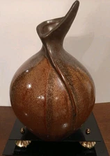 La Dolce Vita JA Designs Copper Sand Collec.pottery Glazed Vase EUC 10.5"h