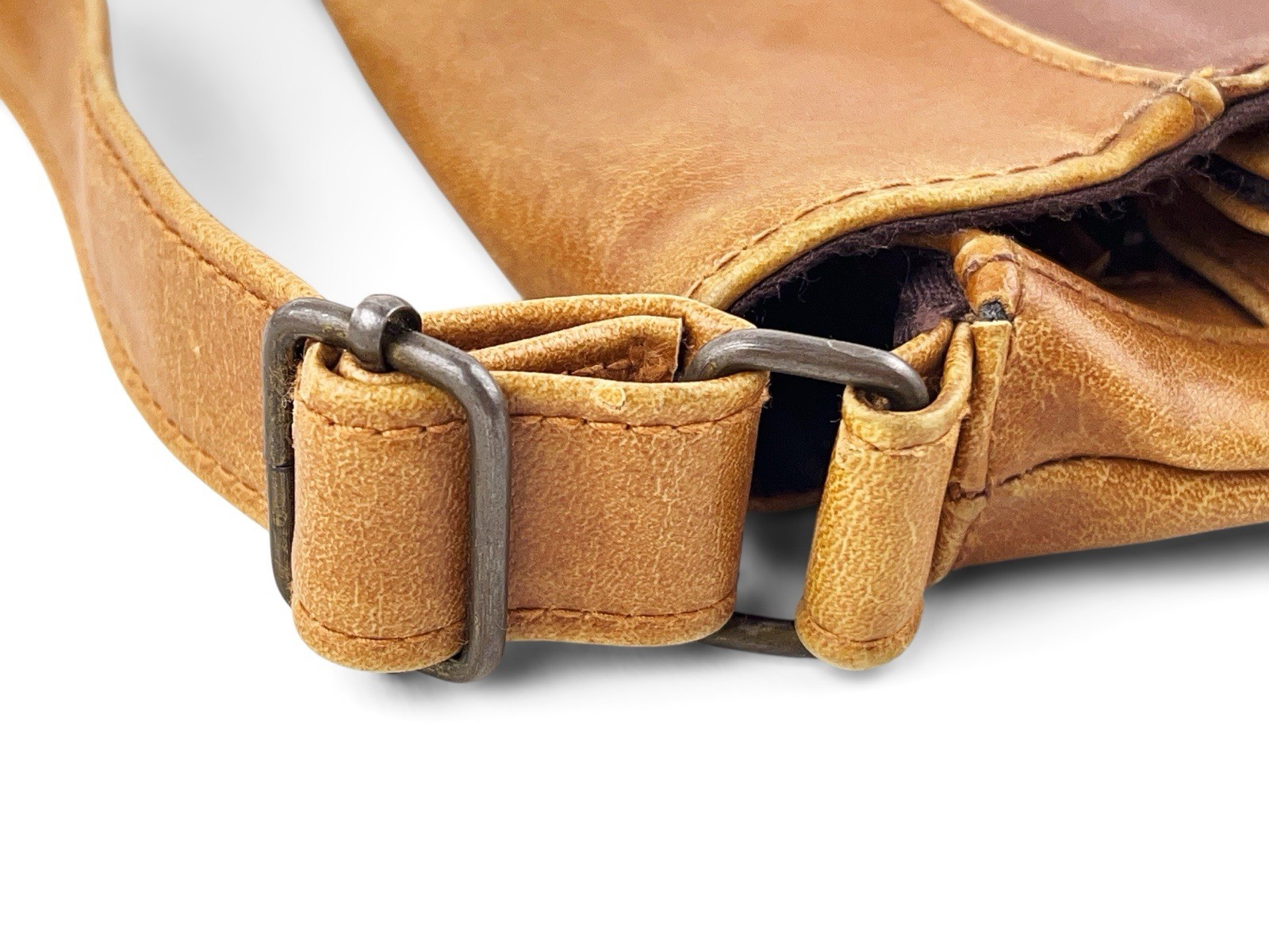 Vintage 70s Artisan Patchwork Leather Crossbody P… - image 14