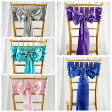 125 Satin CHAIR SASHES Bows Ties Wedding Party Reception Decorations Wholesale