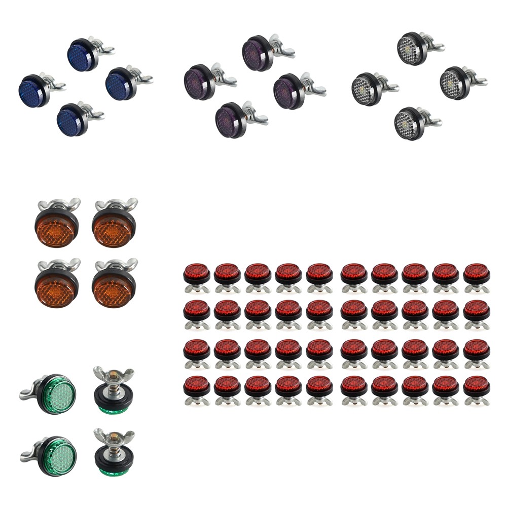 40PCS License Number Plate Bolt On Reflectors For Dirt Bikes Cars Truck Trailers