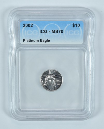 2002 $10 American Platinum Eagle 1/10 Oz Platinum MS70 ICG *9826