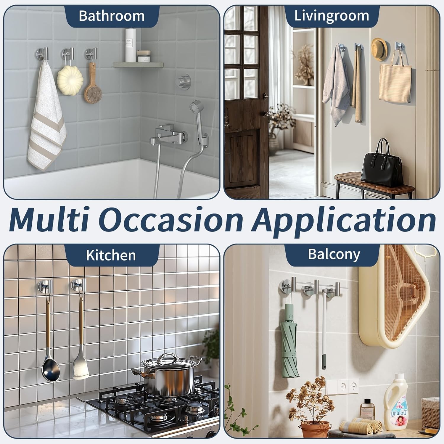 Suction Cup Hooks Heavy Duty 15LB No Drill Shower Bathroom Glass Hooks