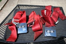 Pair Red Auto-crat Robbins Vintage Seatbelts Seat Belts 4 Pieces - Dated 1967