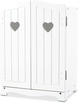 Mine to Love Wooden Play Armoire Closet for Dolls, Stuffed Animals - White (17.3