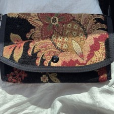 Vintage 90s Danny K Beverly Hills Floral Tapestry Travel Organizer Crossbody Bag