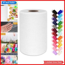 Tulle Fabric Roll 6 Inch 100 Yards White Polyester Sheer Mesh for Tutu Skirts