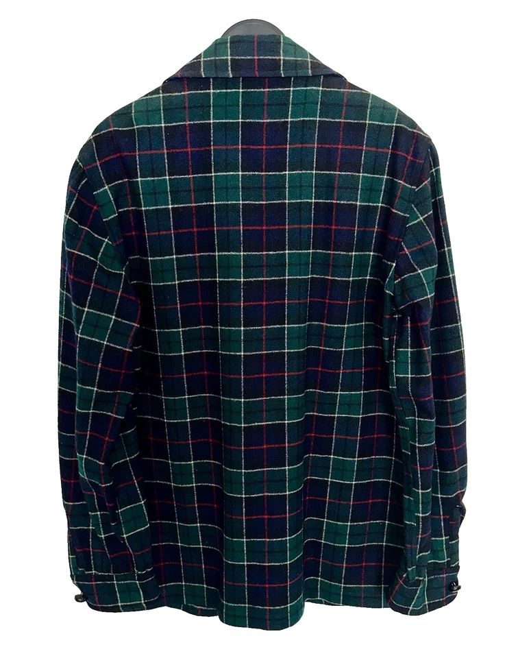 Vintage 60s 70s PENDLETON Mens Medium 49er Blazer Jacket Green Plaid Tartan Wool - Image 2 of 3