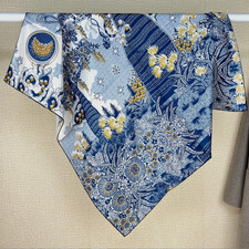 14 Momme Twill Silk Scarf 35'' Bandanna dandelion Print Square 2 face Shawl Wrap