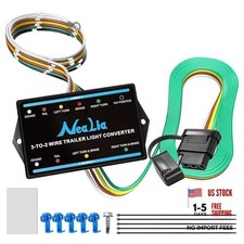 3-to-2 Wire Trailer Tail Light Converter, EU to US Trailer Connector Adapter,