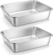 2-Pack 9x13 3in Deep Stainless Steel Lasagna Pan - Oven/Dishwasher Safe