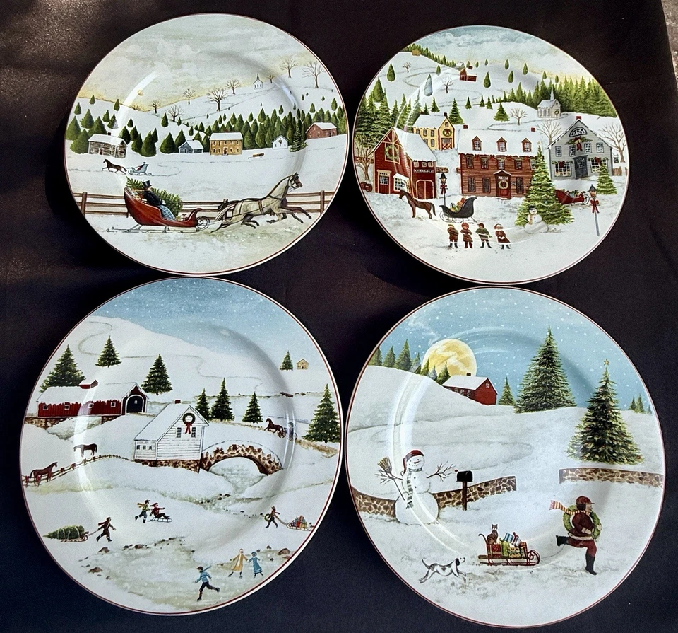 Platos de ensalada Sakura (4) David Carter Brown Holiday Christmas Valley 8,25" 2002 Foto 2 de 4