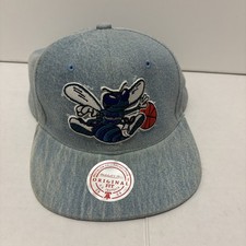 Mitchell & Ness Blue Denim Charlotte Hornets Snapback Hat Cap Original Fit