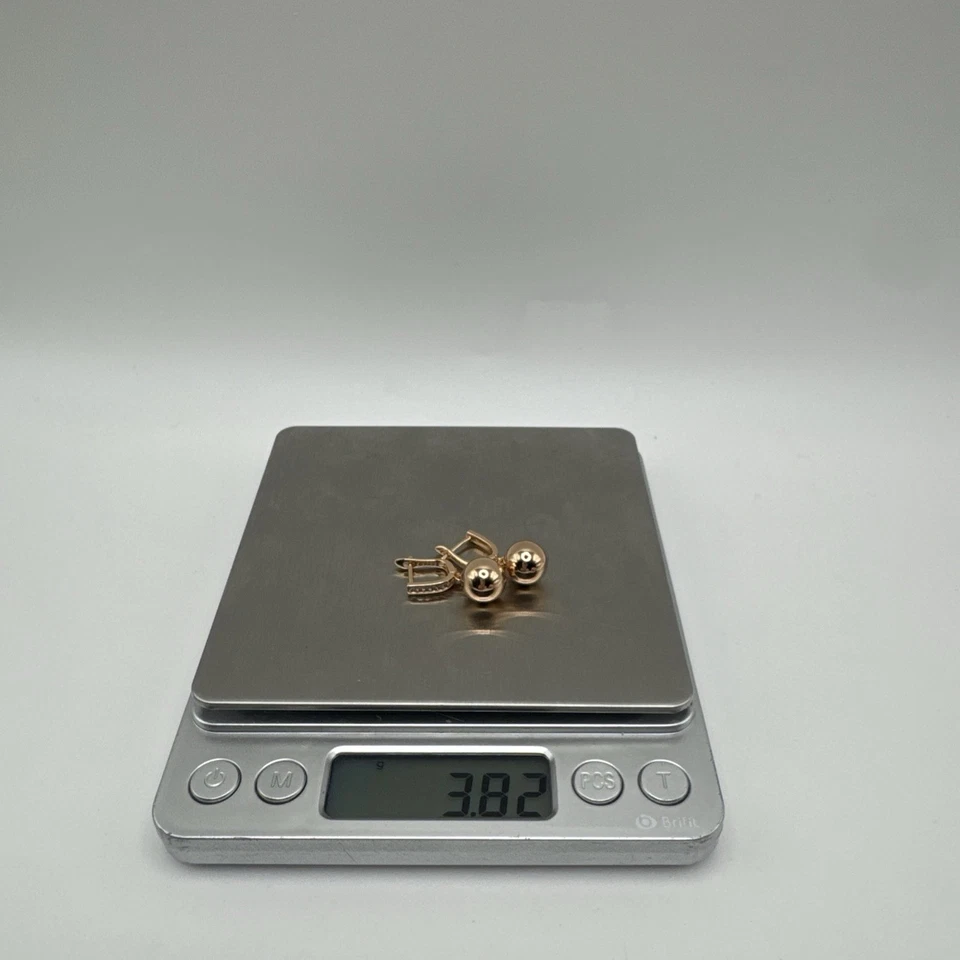 14ct Rolled Gold Bonded Ball Drop Earrings – 26mm Length – Hypoallergenic 3.8g - Image 4 of 4