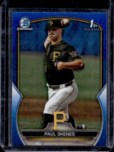 2023 Bowman Draft Paul Skenes Chrome Blue Refractor 1st Prospect #/150 Pirates