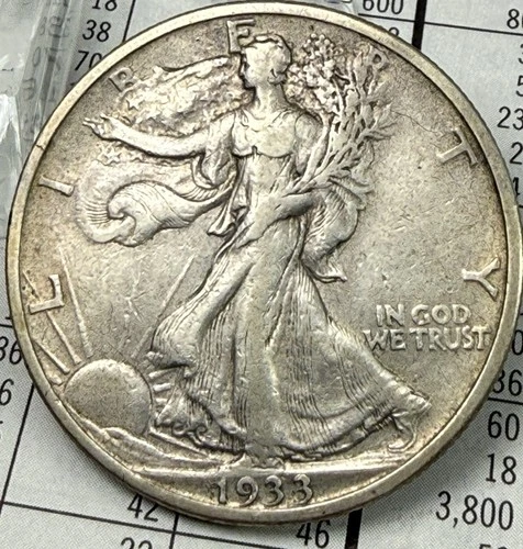 1933 S Walking Liberty Half Dollar 50c- Low XF Better Date San Francisco Mint