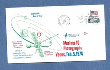 MARINER 10 PHOTOGRAPHS VENUS FEB 5,1974 KSC  SPACE VOYAGE COVER NASA