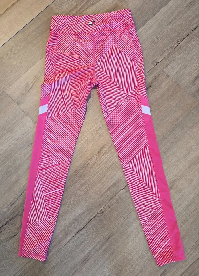 Women’s Tommy Hilfiger Red Sport Leggings Size Small Candy Cane Striped - Image 2 of 4