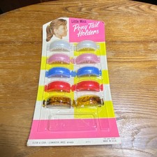 Vintage Tilton & Cook Little Miss Pony Tail Holders 10pc Hair Clips Made in USA