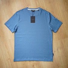 New Ted Baker S/S Dark Blue Textured Crew Neck T-Shirt Size 3 (Medium) RRP £55