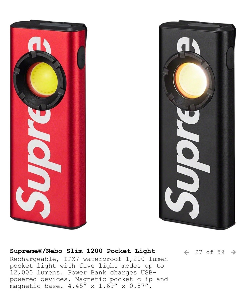 Supreme x Nebo Slim+ 1200 Pocket Light Red New Sealed In Box | eBay