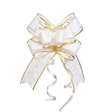 15 PCS White Tulle Gold Line Pull Bows 6 Inch Large Gift Wrapping Decor
